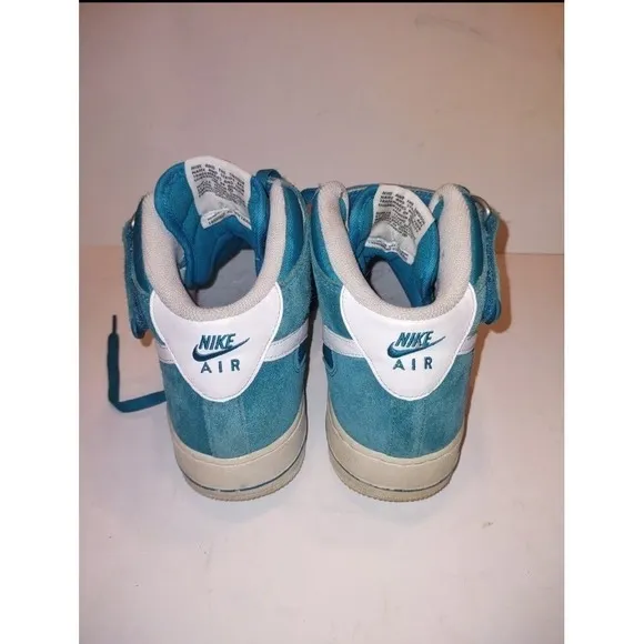 Nike Air Force 1 Sneakers Men's Size 9 Teal Suede 2013 Sporty Athletic Preppy
