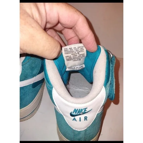 Nike Air Force 1 Sneakers Men's Size 9 Teal Suede 2013 Sporty Athletic Preppy