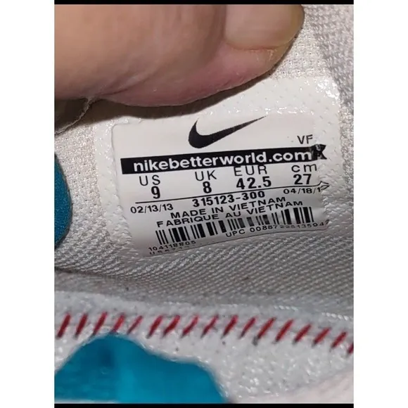 Nike Air Force 1 Sneakers Men's Size 9 Teal Suede 2013 Sporty Athletic Preppy