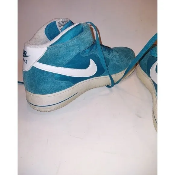 Nike Air Force 1 Sneakers Men's Size 9 Teal Suede 2013 Sporty Athletic Preppy