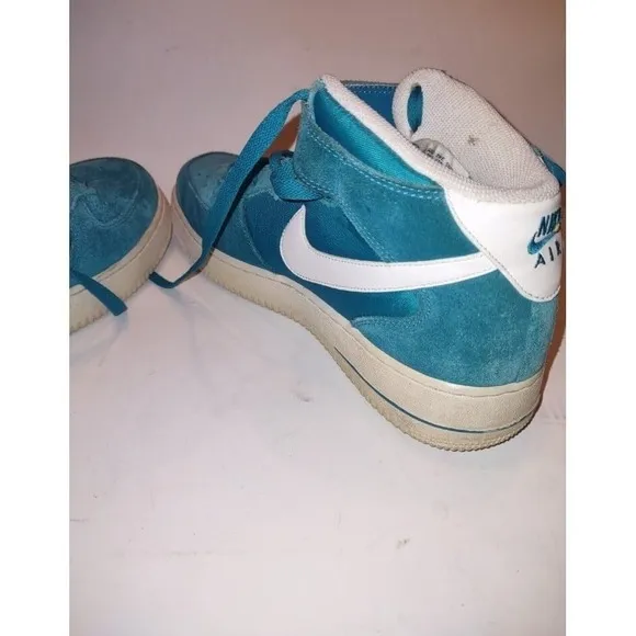 Nike Air Force 1 Sneakers Men's Size 9 Teal Suede 2013 Sporty Athletic Preppy