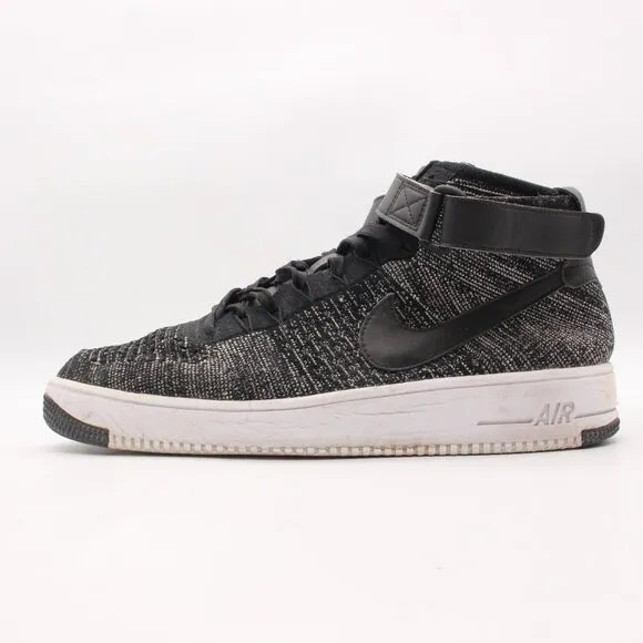 Nike Air Force 1 Ultra Flyknit Mid Men's 11 Shoes Black White Sneaker 817420 004