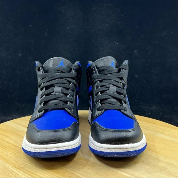 Nike Air Jordan 1 Mid Hyper Royal Blue Black 554725-068 Sz 4.5Y/ 6 Wmns