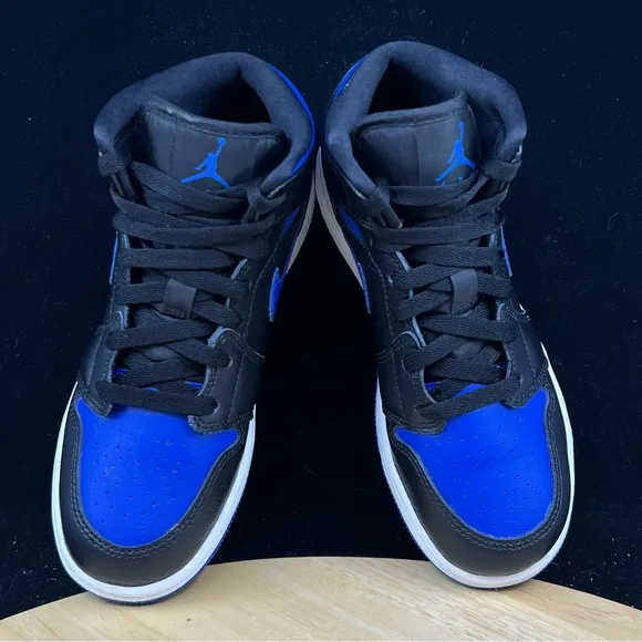 Nike Air Jordan 1 Mid Hyper Royal Blue Black 554725-068 Sz 4.5Y/ 6 Wmns