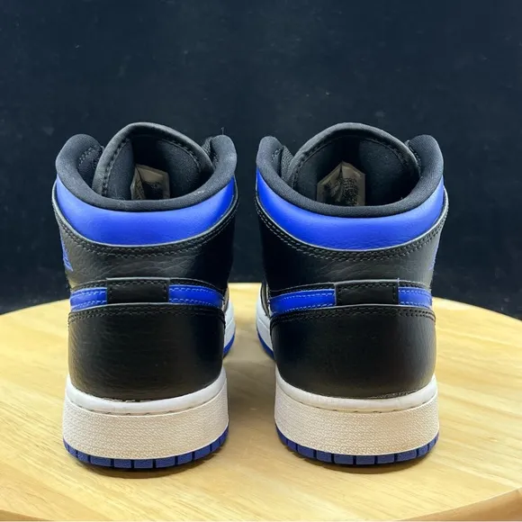 Nike Air Jordan 1 Mid Hyper Royal Blue Black 554725-068 Sz 4.5Y/ 6 Wmns