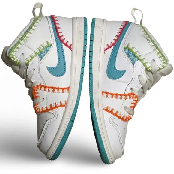 Nike Air Jordan 1 Mid SE Multi Knit Baby Shoes Size 9C DM6220-100 Toddler