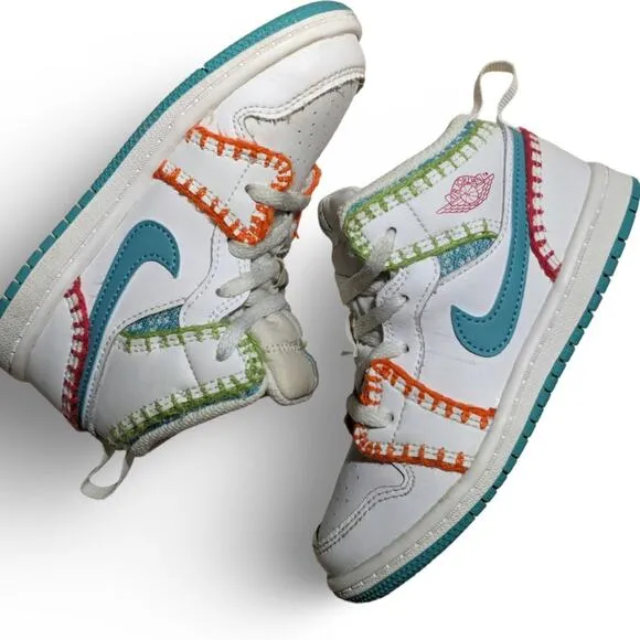 Nike Air Jordan 1 Mid SE Multi Knit Baby Shoes Size 9C DM6220-100 Toddler