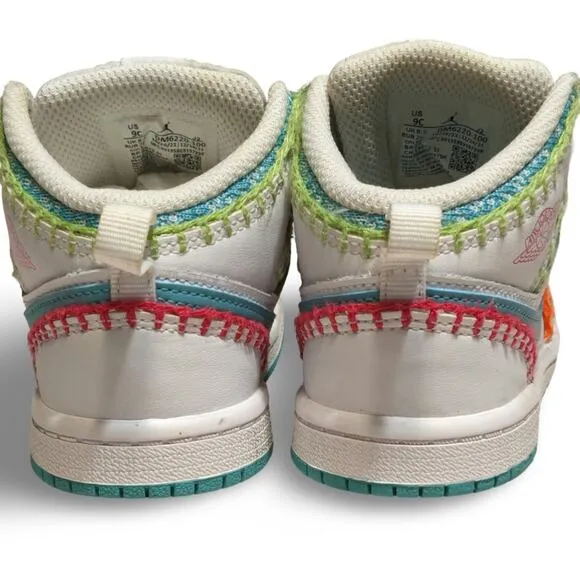 Nike Air Jordan 1 Mid SE Multi Knit Baby Shoes Size 9C DM6220-100 Toddler