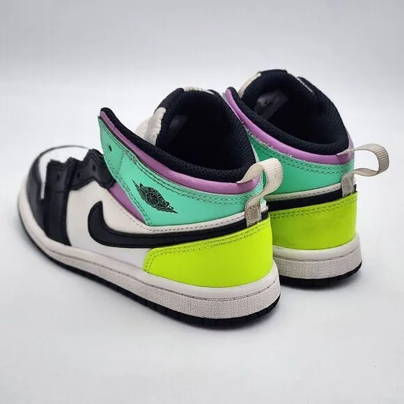 Nike Air Jordan 1 Mid TD Size 10C Pastel Black Volt‎ Green Glow shoes 640735-175