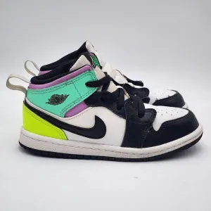 Nike Air Jordan 1 Mid TD Size 10C Pastel Black Volt‎ Green Glow shoes 640735-175