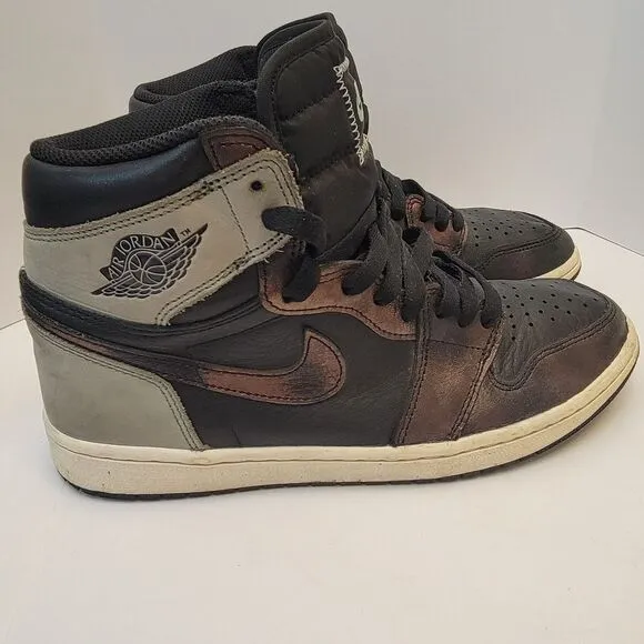 Nike Air Jordan 1 Retro Mens Sneaker OG Black Gray High Patina Sz 9 Shoe 9/30/20