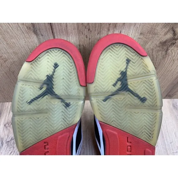 Nike Air Jordan 5 Basketball Sneaker Shoes Youth Boys Size 5Y White 314338-101