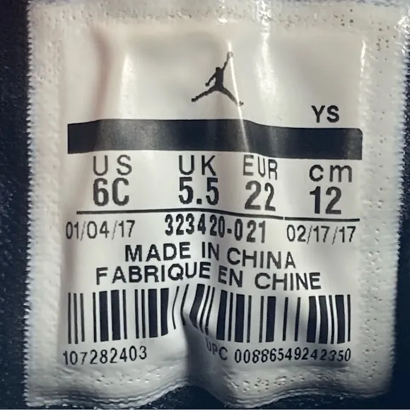 Nike Air Jordan 6 Rings BT Sneakers 323420-021 Shoes Black Toddler 6
