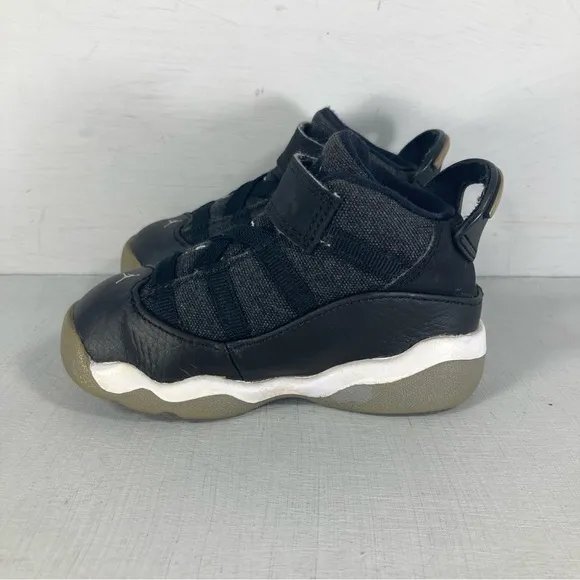 Nike Air Jordan 6 Rings BT Sneakers 323420-021 Shoes Black Toddler 6