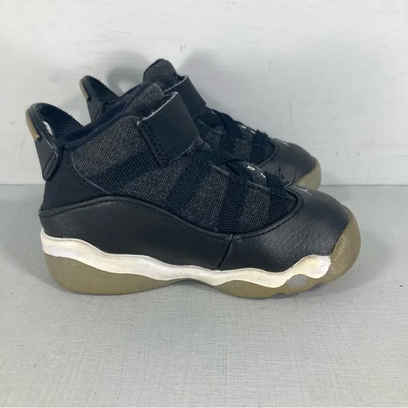 Nike Air Jordan 6 Rings BT Sneakers 323420-021 Shoes Black Toddler 6