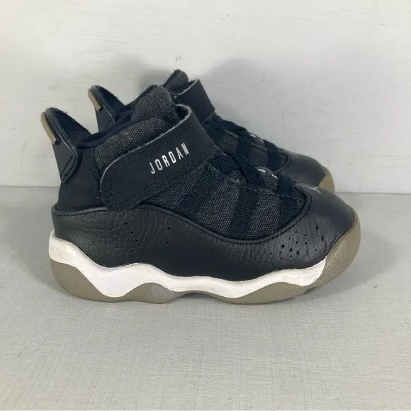 Nike Air Jordan 6 Rings BT Sneakers 323420-021 Shoes Black Toddler 6