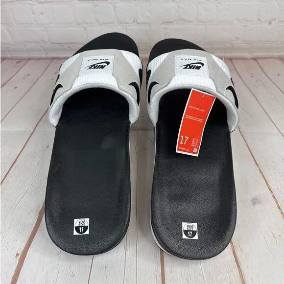 Nike Air Max 1 White Black Lt Neutral Grey Slides Sandals Mens Sz 17 DH0295-102