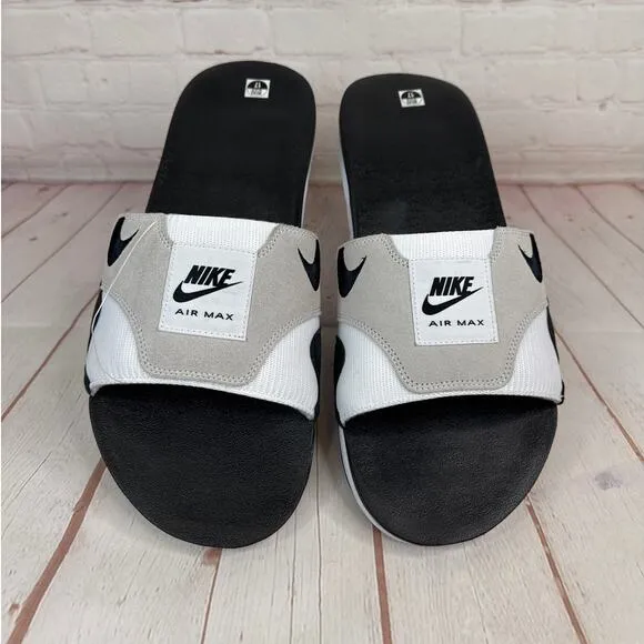 Nike Air Max 1 White Black Lt Neutral Grey Slides Sandals Mens Sz 17 DH0295-102