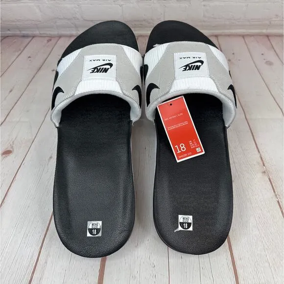 Nike Air Max 1 White Black Lt Neutral Grey Slides Sandals Mens Sz 18 DH0295-102