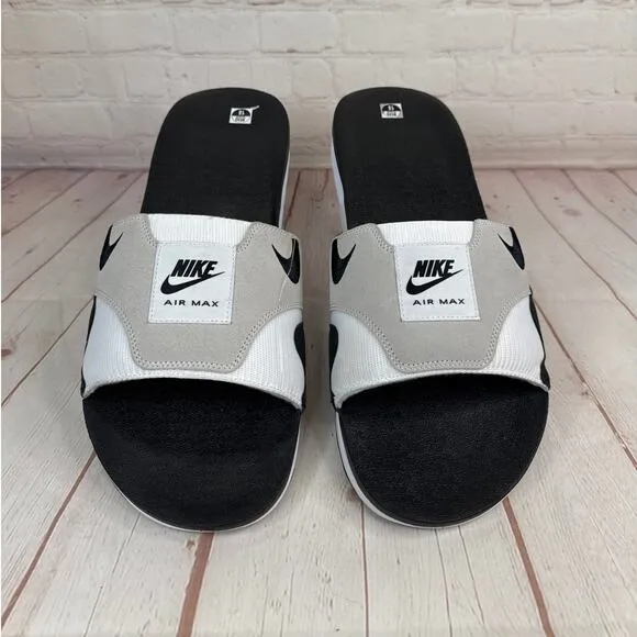 Nike Air Max 1 White Black Lt Neutral Grey Slides Sandals Mens Sz 18 DH0295-102