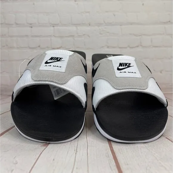 Nike Air Max 1 White Black Lt Neutral Grey Slides Sandals Mens Sz 18 DH0295-102
