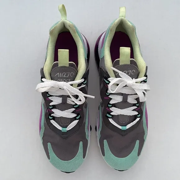Nike Air Max 270 React (GS) Shoes BQ0103-007 Gunsmoke Violet size 7 Y / 8.5 W