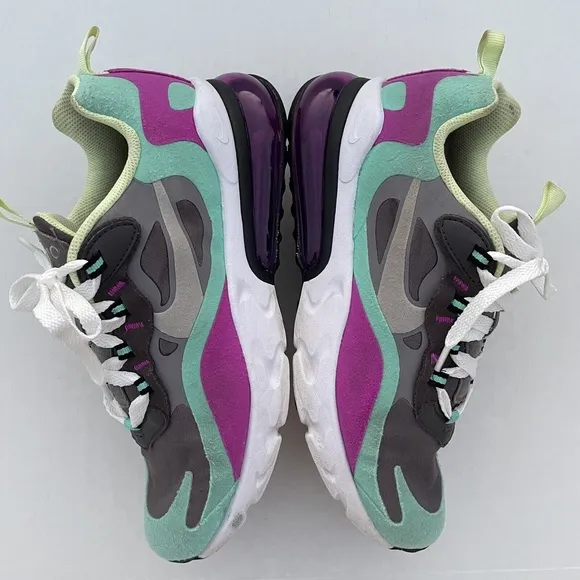 Nike Air Max 270 React (GS) Shoes BQ0103-007 Gunsmoke Violet size 7 Y / 8.5 W