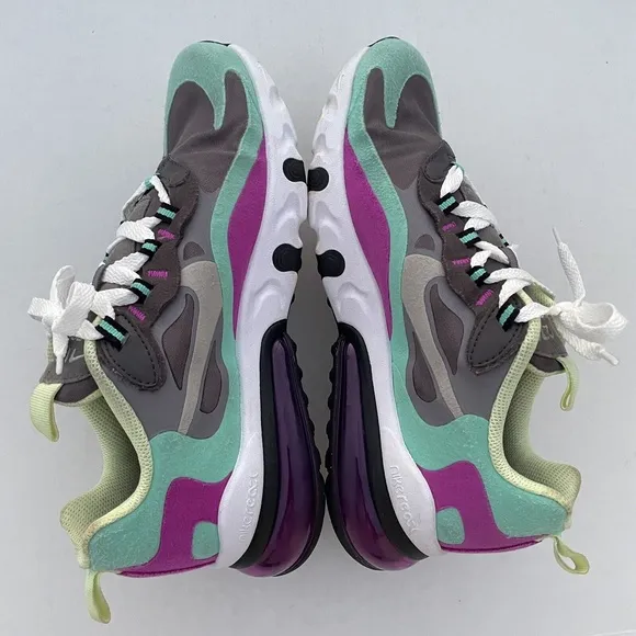 Nike Air Max 270 React (GS) Shoes BQ0103-007 Gunsmoke Violet size 7 Y / 8.5 W