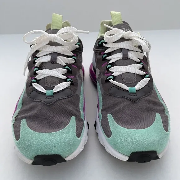 Nike Air Max 270 React (GS) Shoes BQ0103-007 Gunsmoke Violet size 7 Y / 8.5 W