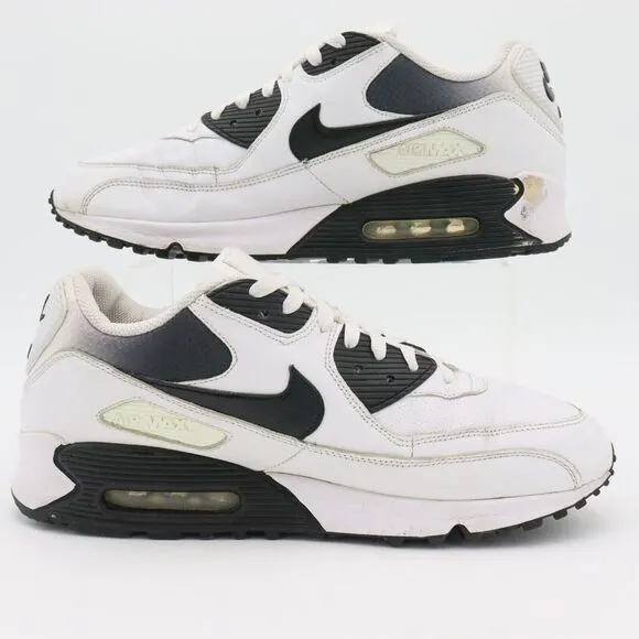 Nike Air Max 90 Men's Size 12 US White Black‎ Athletic Sneakers Shoes 325018-103