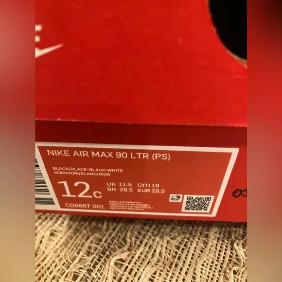 Nike Air Max 90 Toddler Triple Black CD6868-001 Size 12C Shoes With Box