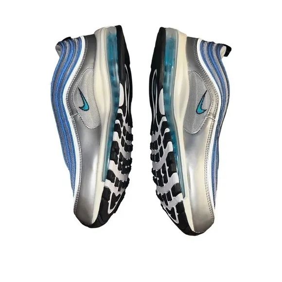Nike Air Max 97 OG Metallic Silver Blue Sneakers. Men’s 10 &amp; 10.5.