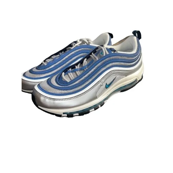 Nike Air Max 97 OG Metallic Silver Blue Sneakers. Men’s 10 &amp; 10.5.
