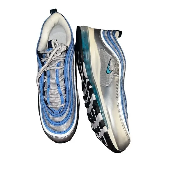 Nike Air Max 97 OG Metallic Silver Blue Sneakers. Men’s 10 &amp; 10.5.