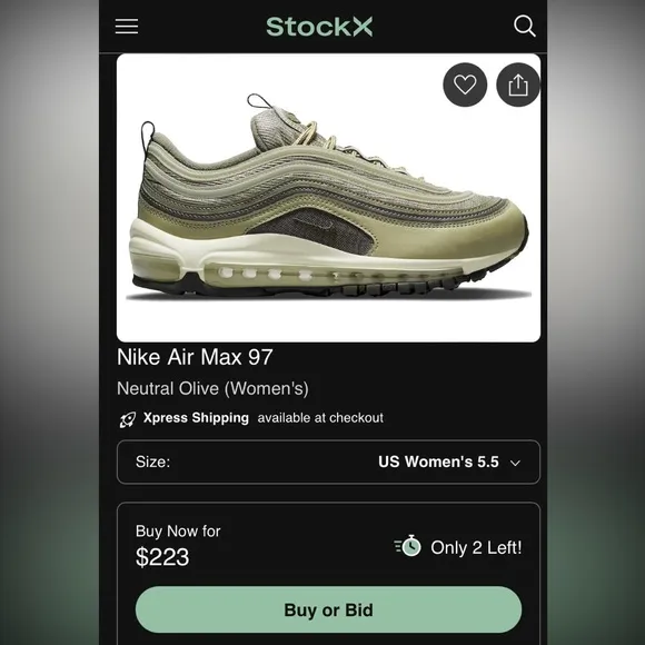 Nike Air Max 97 Women`s Shoes Neutral Olive-sequoia NEW IN BOX Sz 5.5