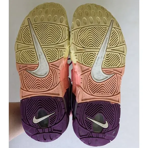 Nike Air Sz 7Y More Uptempo GS Shoes Lucky Charms Citron Pink Purple Sneakers