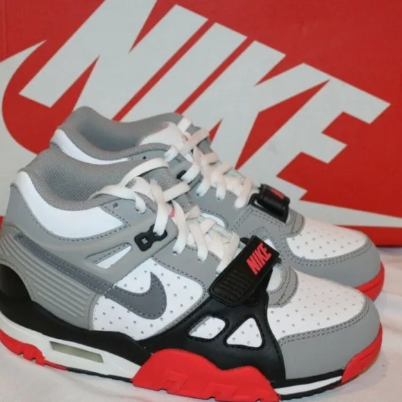 Nike Air trainer 3 Gray and Red Sneakers with High-Top Design and Air Cushioning