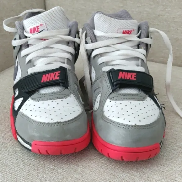 Nike Air trainer 3 Gray and Red Sneakers with High-Top Design and Air Cushioning