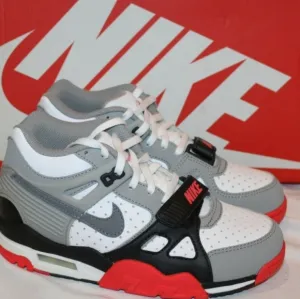 Nike Air trainer 3 Gray and Red Sneakers with High-Top Design and Air Cushioning