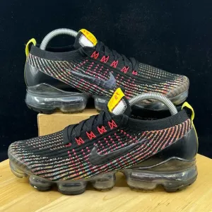 Nike Air Vapormax Flyknit 3 Black Blue Fury Rainbow AJ6910-009 Womens Size 9.5