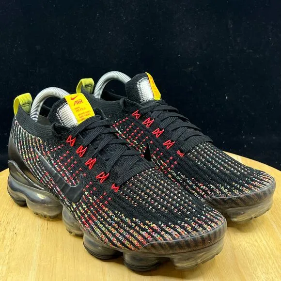 Nike Air Vapormax Flyknit 3 Black Blue Fury Rainbow AJ6910-009 Womens Size 9.5
