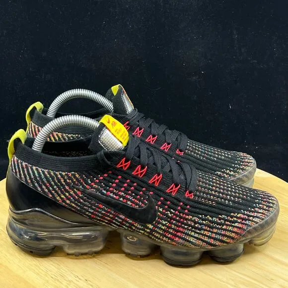 Nike Air Vapormax Flyknit 3 Black Blue Fury Rainbow AJ6910-009 Womens Size 9.5
