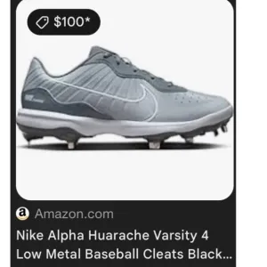 Nike Alpha Huarache Varsity 4 Low Metal Baseball Cleats Gray/White