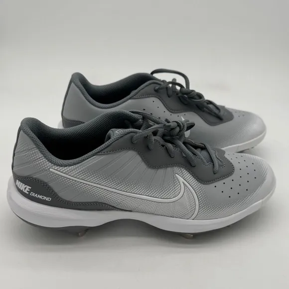 Nike Alpha Huarache Varsity 4 Low Metal Baseball Cleats Gray/White
