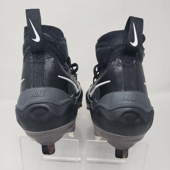 Nike Baseball Cleats Mens 7 Black Alpha Huarache NXT Black Metal Lace Up Logo