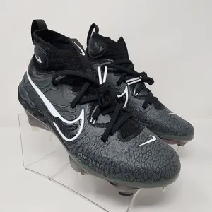 Nike Baseball Cleats Mens 7 Black Alpha Huarache NXT Black Metal Lace Up Logo