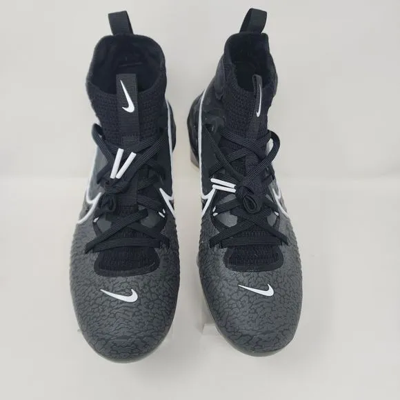 Nike Baseball Cleats Mens 7 Black Alpha Huarache NXT Black Metal Lace Up Logo