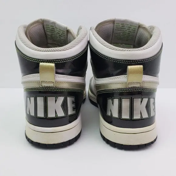 Nike Big Nike High LE Womens Size 9 Silver Black White Sneaker Shoes 358858-103