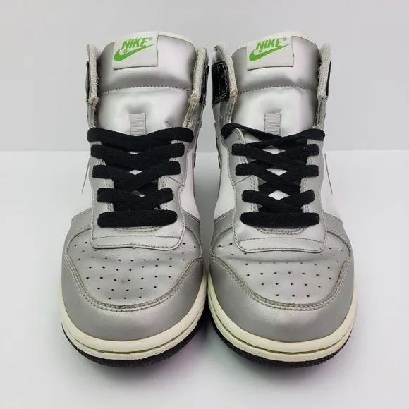 Nike Big Nike High LE Womens Size 9 Silver Black White Sneaker Shoes 358858-103