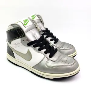 Nike Big Nike High LE Womens Size 9 Silver Black White Sneaker Shoes 358858-103